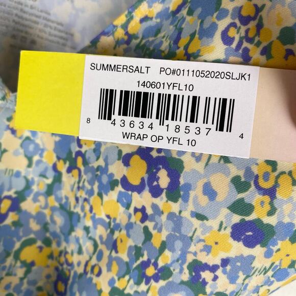 NWT Summersalt Perfect Wrap Blue Yellow Floral One-Piece Swimsuit Size 10 - Picture 13 of 14